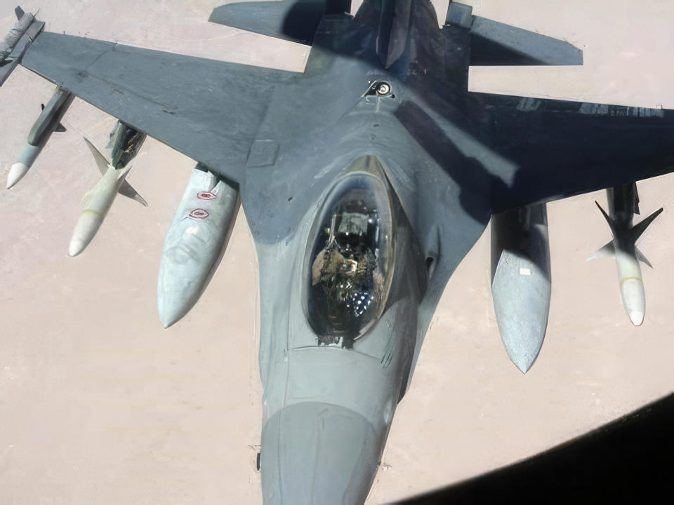 In this image provided by the U.S. Air Force, Lt. Col. CQ Brown, Jr. pilots an F-16 Fighting Falcon in support of Operation Southern Watch, Iraq, in the early 2000s. Brown is a command pilot with more than 3,000 flying hours, including 130 combat hours. President Joe Biden is expected to announce Air Force Gen. CQ Brown Jr., a history-making fighter pilot with recent experience countering China in the Pacific, to serve as the next chairman of the Joint Chiefs of Staff. If confirmed by the Senate, Brown would replace the current chairman of the Joint Chiefs of Staff, Army Gen. Mark Milley, whose term ends in October. (U.S. Air Force via AP)
