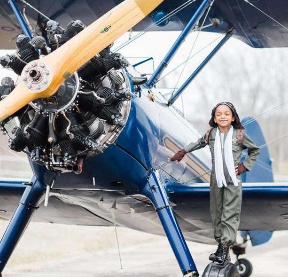 Avery Robinson, 6, dressed as aviatrix Bessie Coleman.