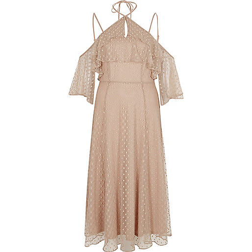 <p> <a rel="nofollow noopener" href="http://www.riverisland.com/women/dresses/maxi-dresses/beige-dobby-mesh-cold-shoulder-maxi-dress-696115" target="_blank" data-ylk="slk:River Island, £45;elm:context_link;itc:0;sec:content-canvas" class="link ">River Island, £45</a> </p>