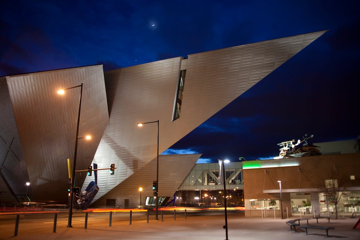 The Denver Art Museum at night