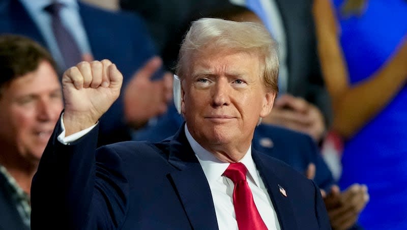 Republican presidential candidate and former President Donald Trump is seen during the Republican National Convention Monday, July 15, 2024, in Milwaukee.