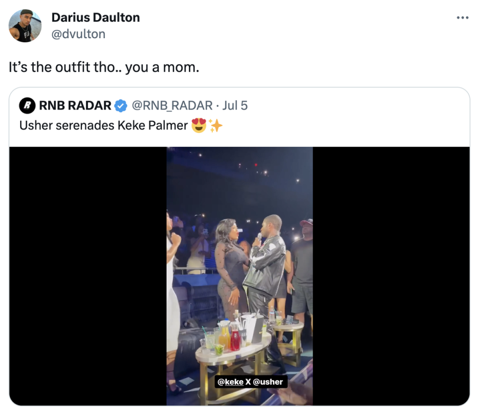 Darius Jackson’s intitial comment about Kiki Palmer’s outfit (@dvulton / Twitter)