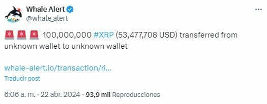 Nuevas transferencias masivas de ballenas de Ripple