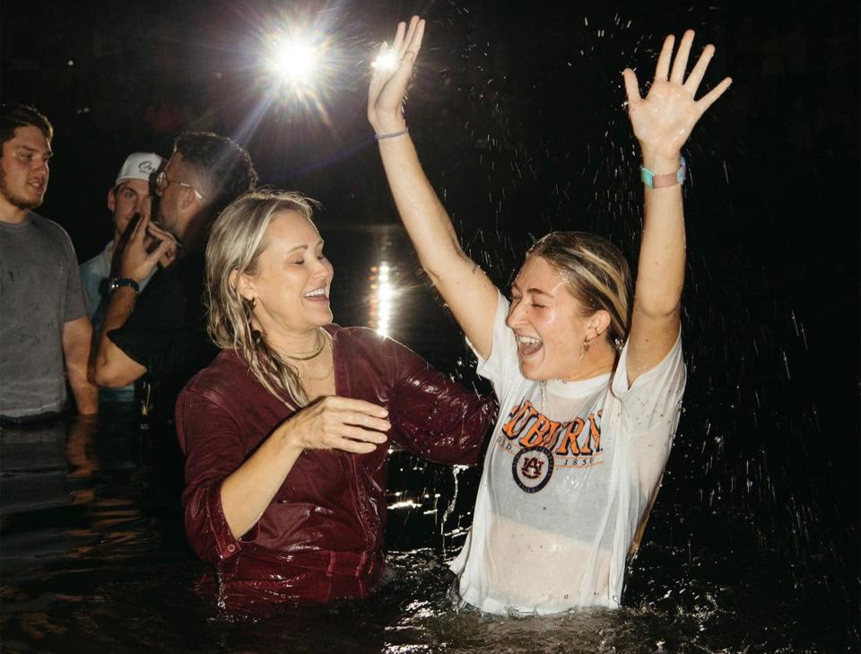 An Auburn student is baptized during a Unite Auburn servce in September.