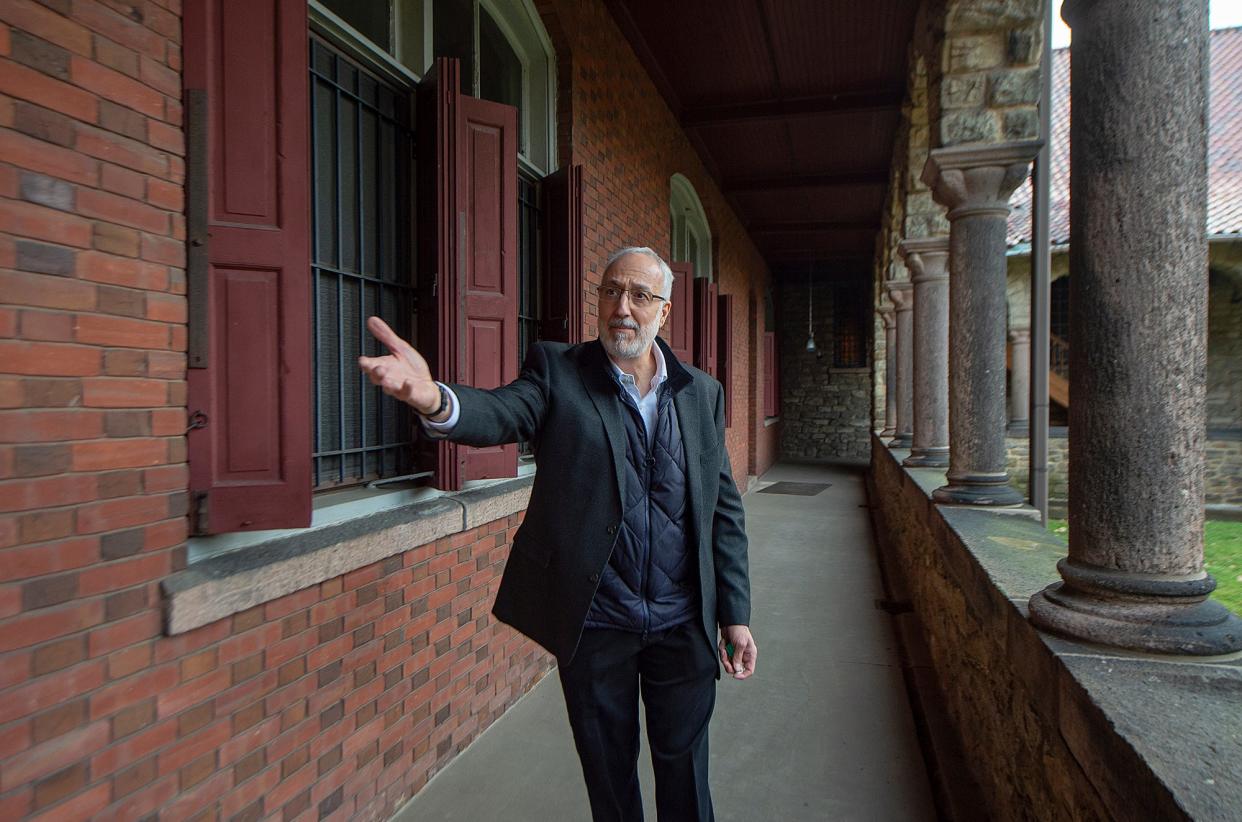 Developer Len Poncia, of Andalusia, talks about the novicia building on the grounds of the former Drexel shrine on Bristol Pike, in Bensalem, on Tuesday, Feb. 15, 2022..