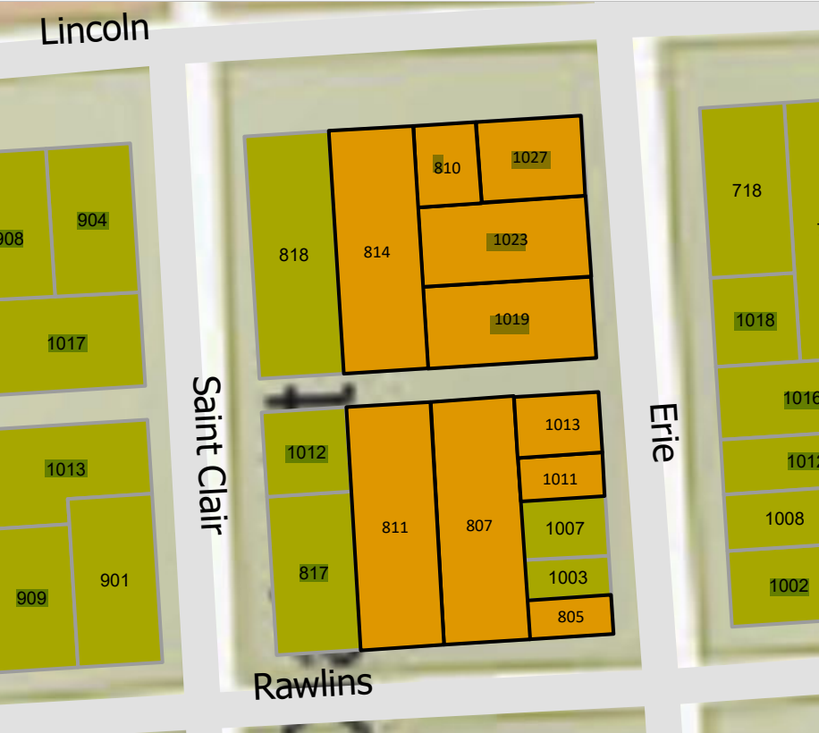 Ten parcels along Erie and Rawlins streets and Lincoln Avenue were up for rezoning before planning commissioners Tuesday. Although the body rejected the request, City Council may be asked to reverse the decision.