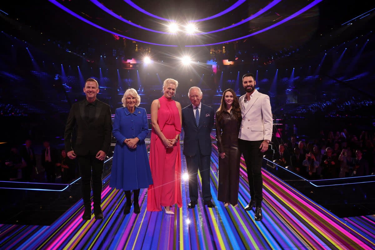King Charles III and Camilla with the presenters of the Eurovision Song Contest in Liverpool (WPA)