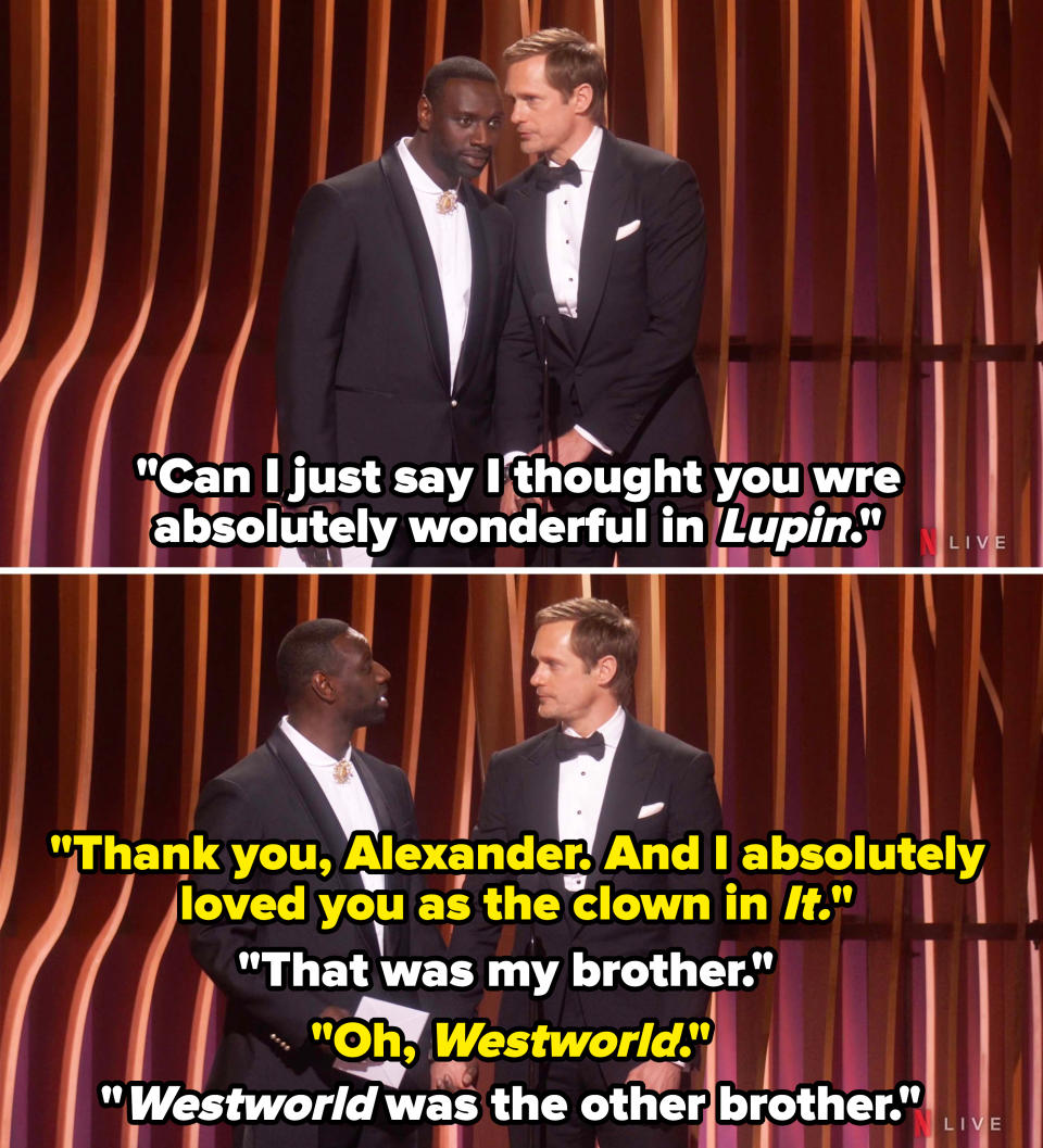 Omar Sy and Alexander Skarsgard presenting at the SAG Awards