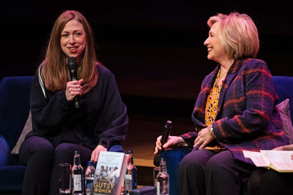 Chelsea Clinton (left) and Hillary Clinton at the Southbank Centre in London (PA)