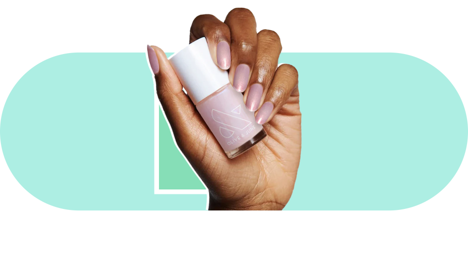 To achieve &quot;glazed donut nails,&quot; reach for Olive &amp; June's nail polish in &quot;Pink Goldfish.&quot;
