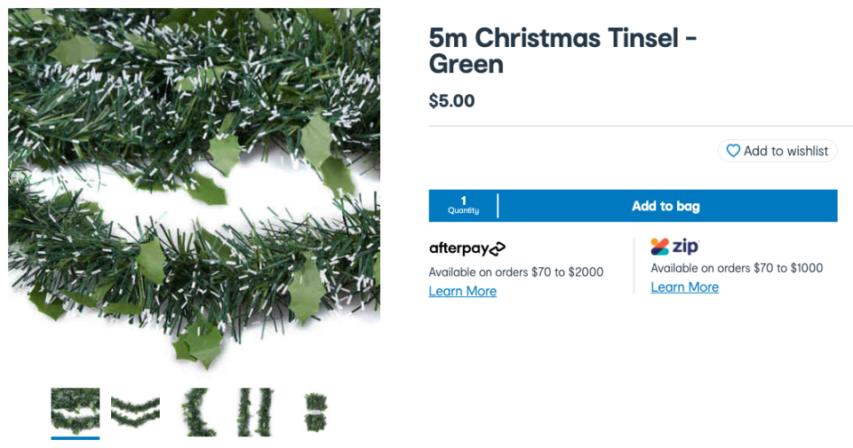 Kmart green tinsel