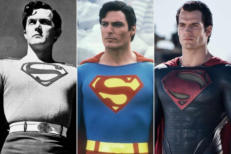 <p>Michael Ochs Archives/Getty; Cannon/Dc Comics/Kobal/Shutterstock; Warner Bros. Entertainment </p> Kirk Alyn, Christopher Reeve, and Henry Cavill as Superman