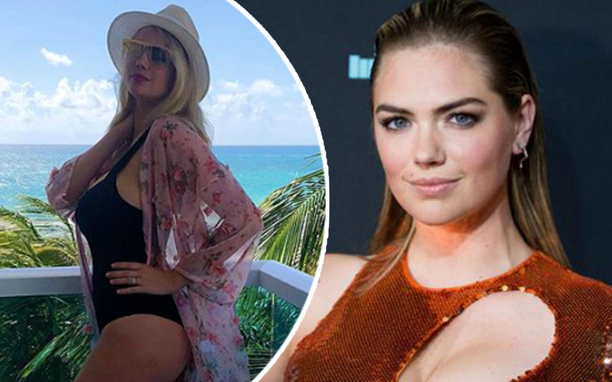 Kate Upton shows off post-baby body in sleek one-piece swimsuit