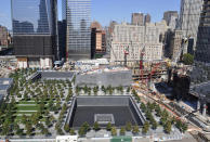 World Trade Center site in New York where redevelopment works are underway to reshape the Manhattan skyline- August 30 2011