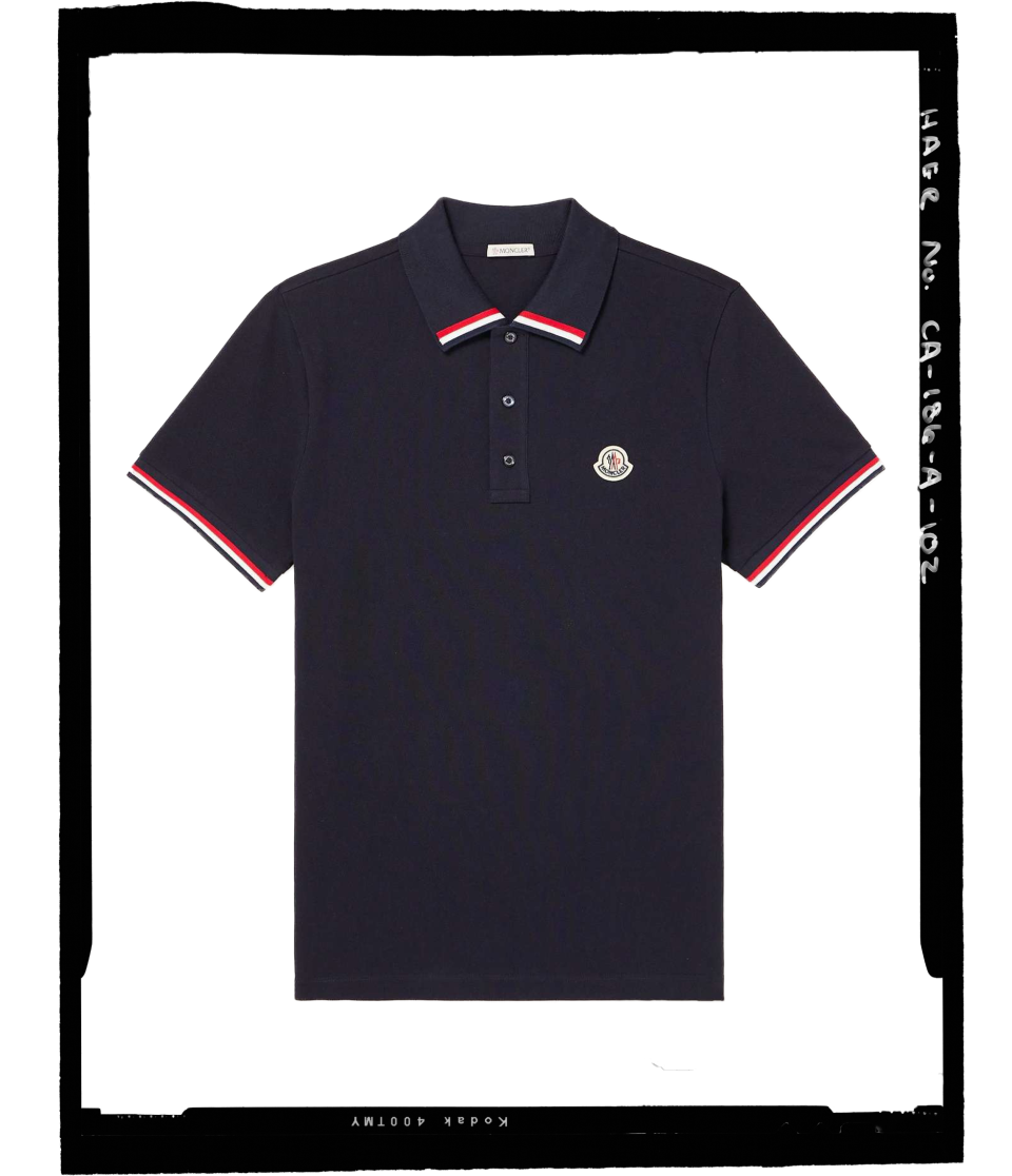 Moncler Tricolor Striped Polo Shirt