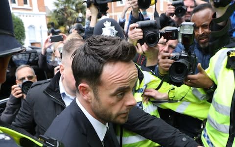 Ant McPartlin was met by a scrum of photographers - Credit: Stephen Lock / i-Images 