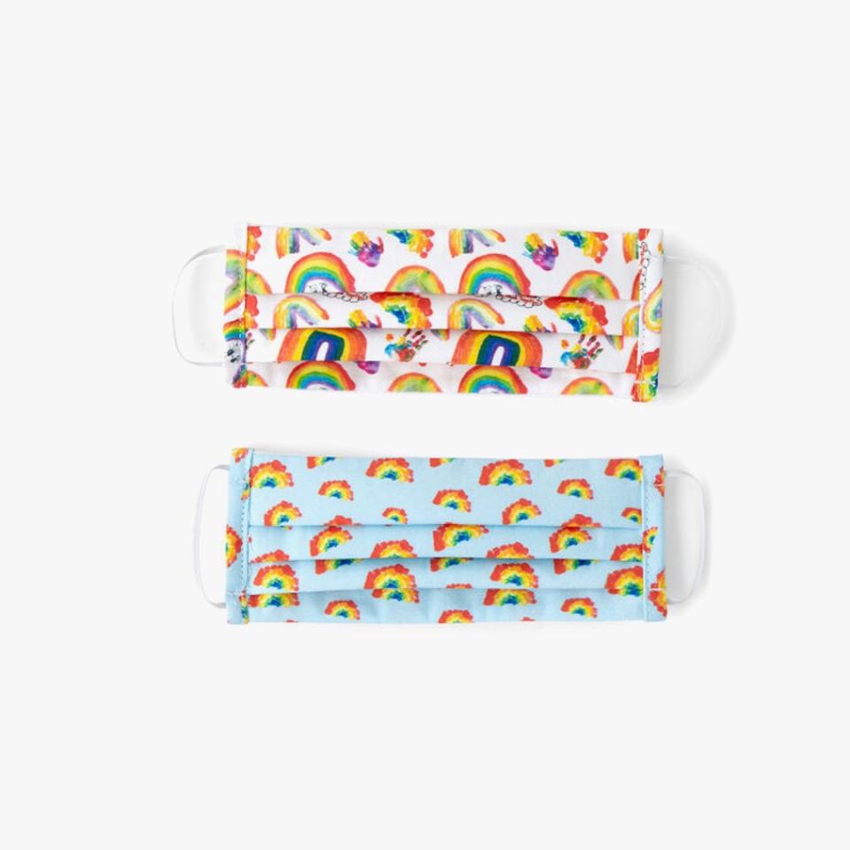 Uncommon Goods children's rainbow face coverings, set of 2