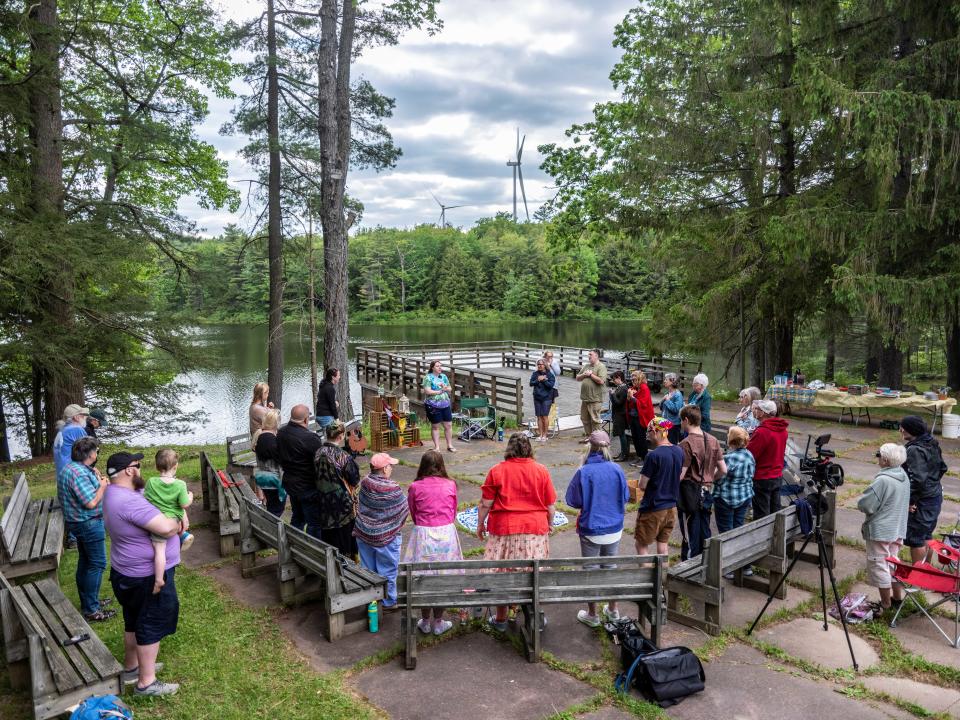 Members of Church in the Wild celebrate their second anniversary in 2023. The church holds outdoor services at Sky Lake Camp and Retreat Center in Windsor.