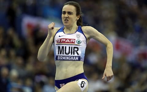 Laura Muir of Great Britain in action on her way to winning the Women's 3000m at Arena Birmingham on February 09, 2019 in Birmingham, - Credit: Getty Images