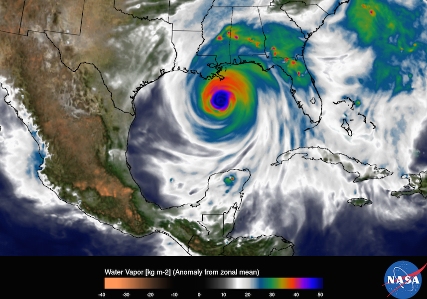 Water vapor in a hurricane at todays 6.25-kilometer resolution.