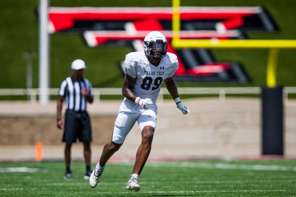 Texas Tech wide receiver Jerand Bradley (89) runs a pass route during preseason practice last August in Jones AT&T Stadium. Tech was approaching 27,500 in season-ticket sales as of mid-week.