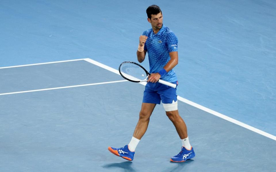 Serbia's Novak Djokovic reacts during his first round match against Spain's Roberto Carballes Baena - Loren Elliott/Reuters