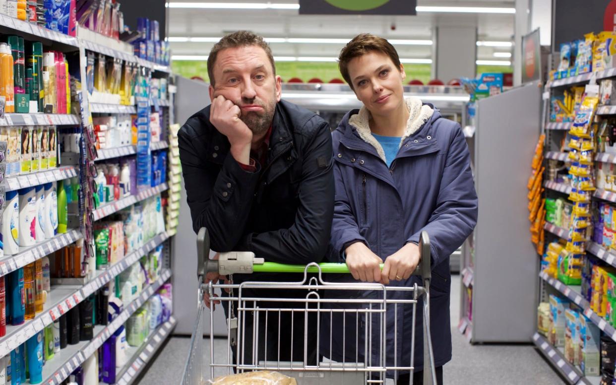 Lee Mack in BBC sitcom Not Going Out with co-star Sally Bretton - Generic