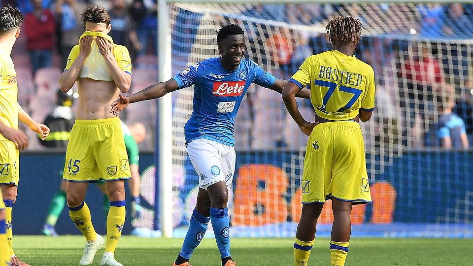 Amadou Diawara celebrates his goal against Chievo on Sunday