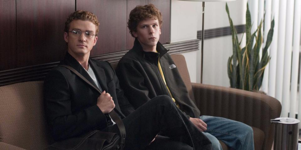 the social network movie, jesse eisenberg, justin timberlake