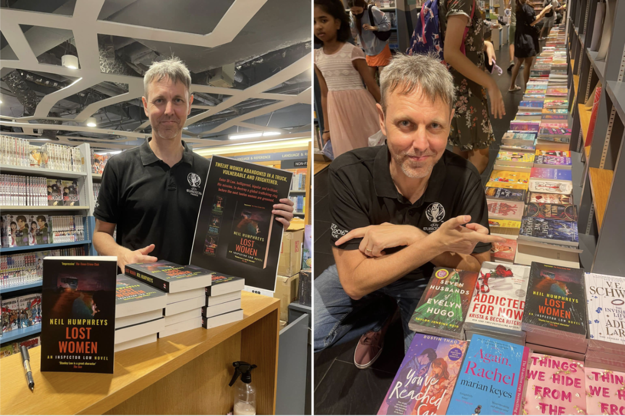 Neil Humphreys at Kinokuniya Bugis with new novel 'Lost Women' (Photos: Neil Humphreys/Facebook)