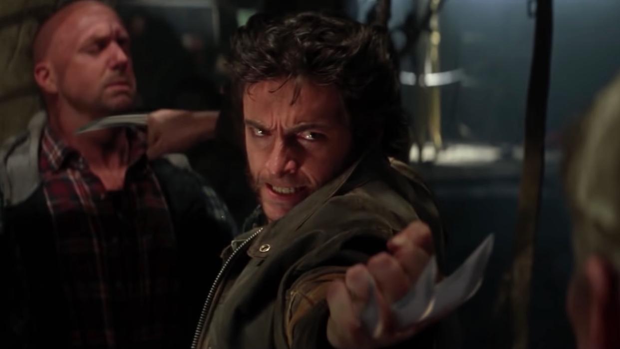  Hugh Jackman's Wolverine with claws popped out in first X-Men movie 