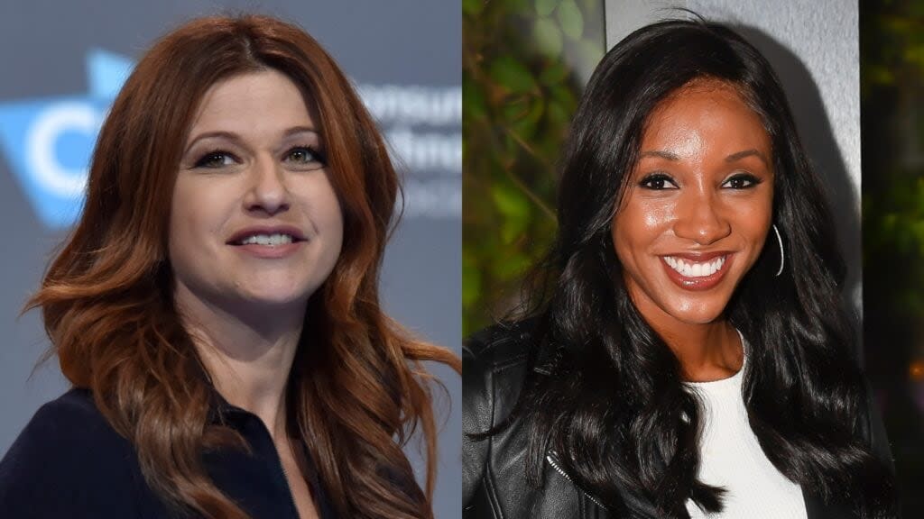 ESPN’s Rachel Nichols (left) apologized to colleague Maria Taylor (right) on-air after assertions she made last year were made public in which she suggested Taylor was given a position commentating during the 2020 NBA Finals because she’s Black. (Photos by David Becker/Getty Images and Steve Jennings/Getty Images for ESPN)