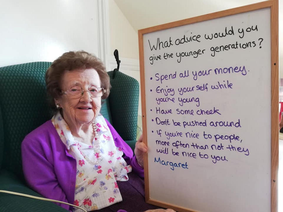 Yelverton Residential Home resident Margaret had a long list of advice for young people. (SWNS)