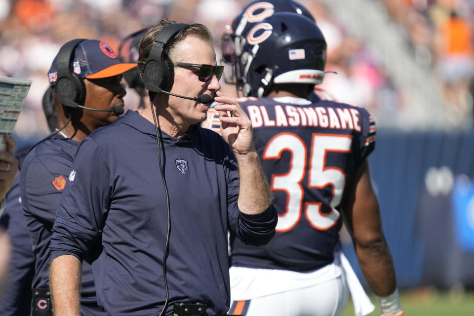 Chicago Bears head coach Matt Eberflus will be under a lot of heat after Sunday. (AP Photo/Nam Y. Huh)