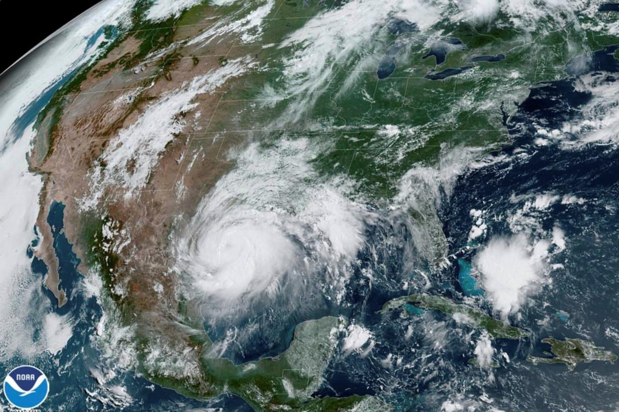 A satellite image shows Hurricane Hanna in the Gulf of Mexico and approaching the coast of Texas: via REUTERS