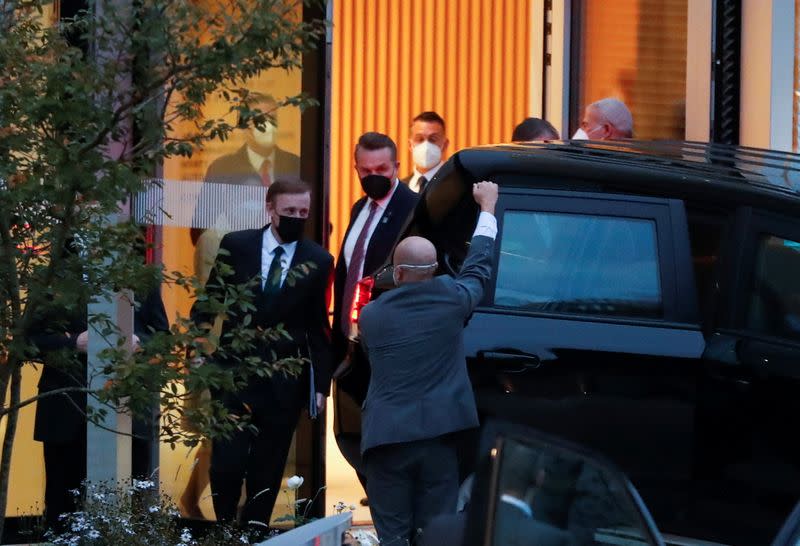U.S. National Security Adviser Jake Sullivan leaves from the Hyatt Regency Zurich Airport hotel, in Zurich