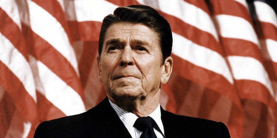 Image: President Ronald Reagan at Durenberger Republican convention Rally, 1982 (Getty Images)