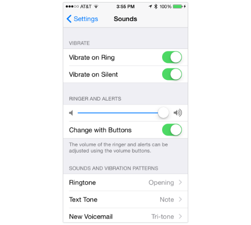 iPhone Sounds settings