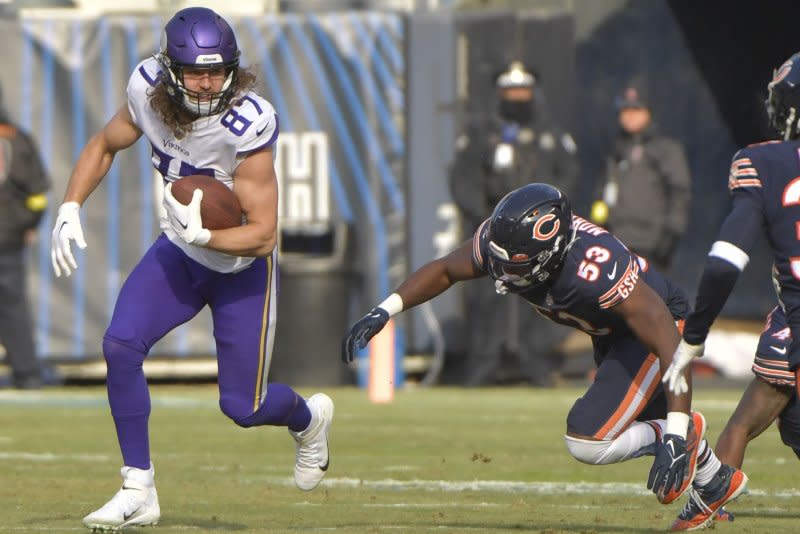 Tight end T.J. Hockenson, who joined the Minnesota Vikings through a trade last season, is among my Top 5 fantasy football options at the position. File Photo by Mark Black/UPI