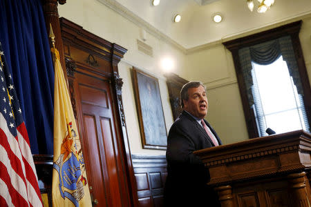 FILE PHOTO - New Jersey Governor Chris Christie speaks in a press conference at the State House in Trenton, New Jersey, U.S. on March 3, 2016. REUTERS/Dominick Reuter/File Photo