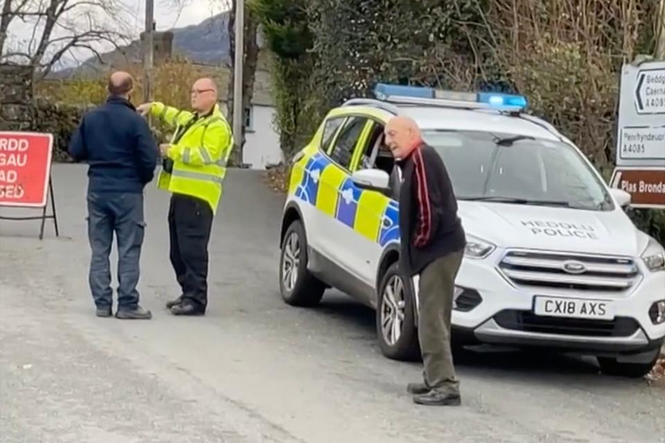 Police at the scene in Gwynedd as the search continues for four boys (BBC)