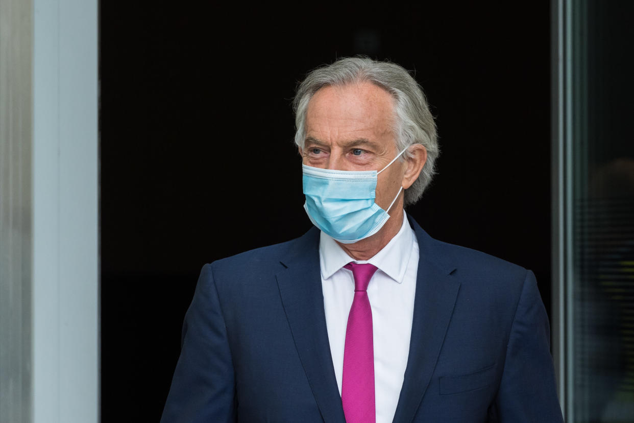 Former British prime minister <span class="caas-xray-inline-tooltip"><span class="caas-xray-inline caas-xray-entity caas-xray-pill rapid-nonanchor-lt" data-entity-id="Tony_Blair" data-ylk="cid:Tony_Blair;pos:1;elmt:wiki;sec:pill-inline-entity;elm:pill-inline-text;itc:1;cat:OfficeHolder;" tabindex="0" aria-haspopup="dialog"><a href="https://search.yahoo.com/search?p=Tony%20Blair" data-i13n="cid:Tony_Blair;pos:1;elmt:wiki;sec:pill-inline-entity;elm:pill-inline-text;itc:1;cat:OfficeHolder;" tabindex="-1" data-ylk="slk:Tony Blair;cid:Tony_Blair;pos:1;elmt:wiki;sec:pill-inline-entity;elm:pill-inline-text;itc:1;cat:OfficeHolder;" class="link ">Tony Blair</a></span></span>. Photo: Wiktor Szymanowicz/Barcroft Media via Getty Images