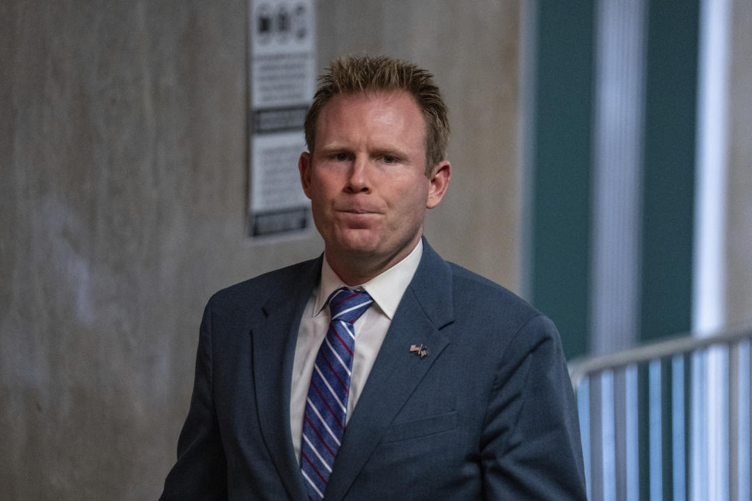 Andrew Giuliani leaves Manhattan Criminal Court during a break in the hush money trial.