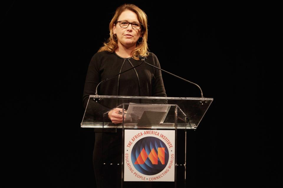 NEW YORK, NY - SEPTEMBER 22: Dana J. Hyde speaks during the 30th Annual Awards Gala hosted by The Africa-America Institute at Gotham Hall on September 22, 2014 in New York City. (Photo by Thos Robinson/Getty Images for The African-American Institute)