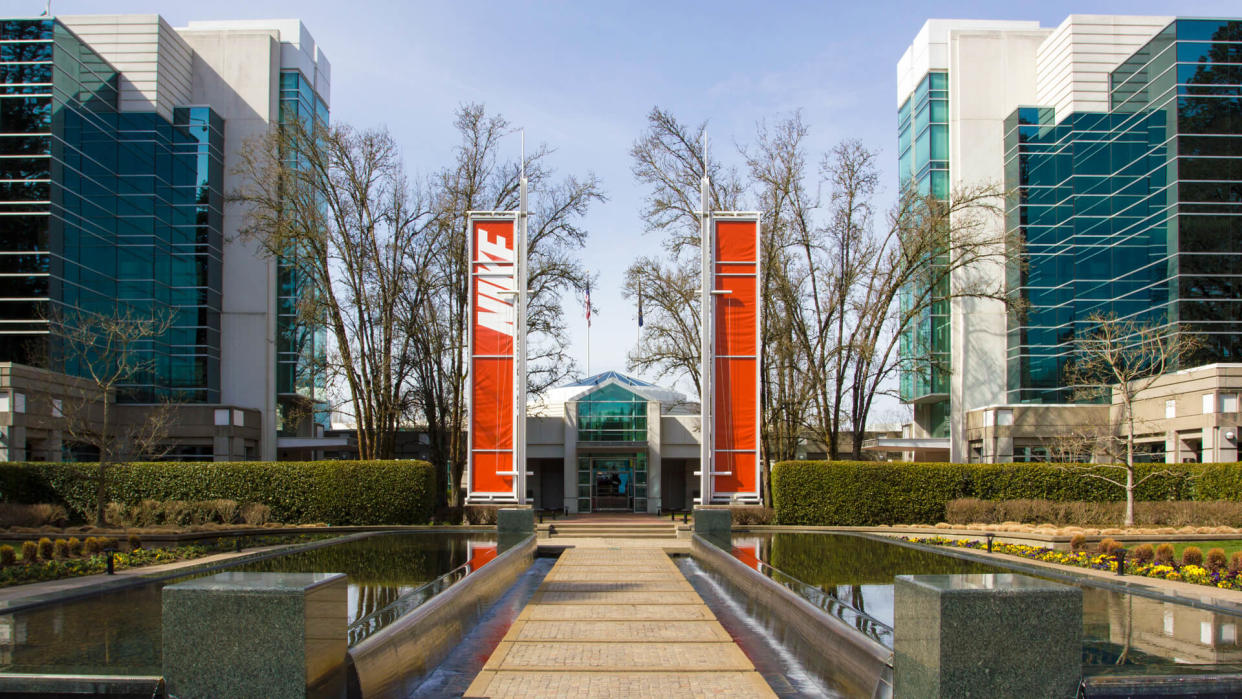 Beaverton, Oregon - Mar 14, 2019: Corporate office buildings at NIKE World Headquarters.