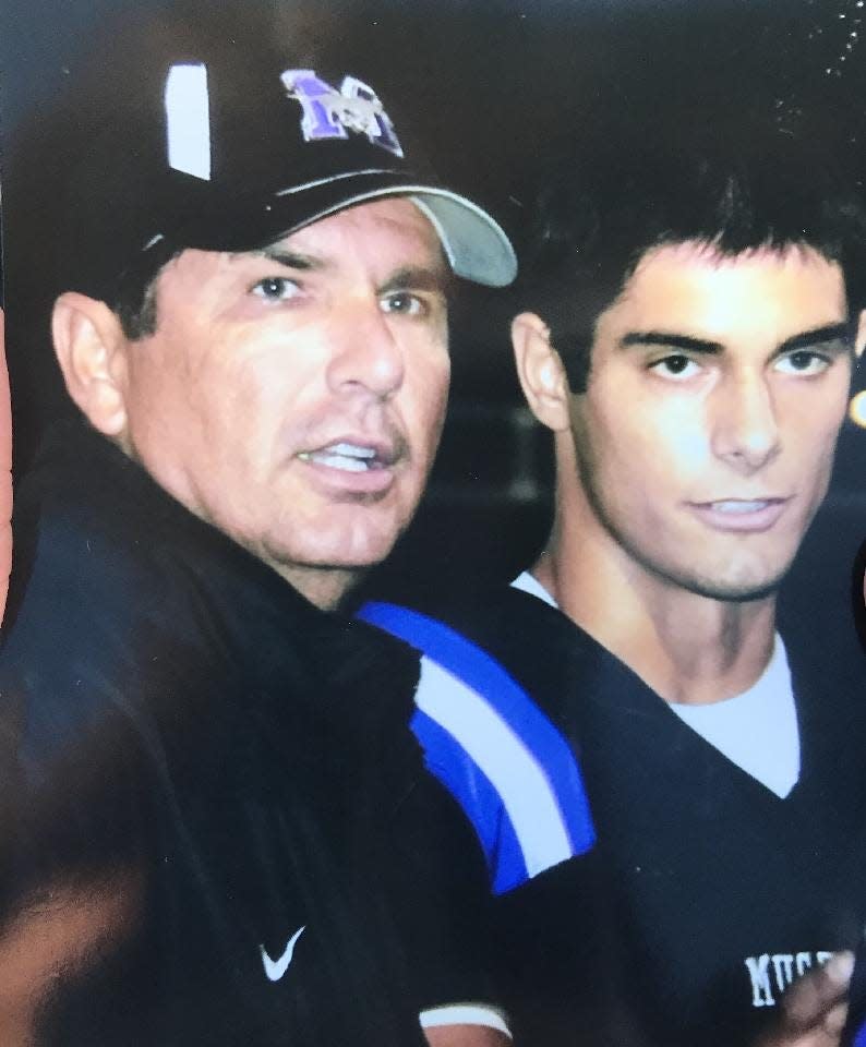 Doug Millsaps, who coached Rockford Jefferson for three years in the mid-1990s, is pictured with Jimmy Garoppolo, his best player during his 14 years coaching Rolling Meadows who is now the quarterback for the San Francisco 49ers and will play in Sunday's NFC Championship game.