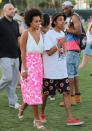 Celebrities in neon fashion: Solange Knowles wore this bright pink skirt to <a href="http://uk.lifestyle.yahoo.com/photos/coachella-festival-2013-diane-kruger-kate-bosworth-and-katy-perry-lead-the-stylish-celebs-slideshow/" data-ylk="slk:Coachella;elm:context_link;itc:0;sec:content-canvas;outcm:mb_qualified_link;_E:mb_qualified_link;ct:story;" class="link  yahoo-link">Coachella</a>.<br><br>[Getty]