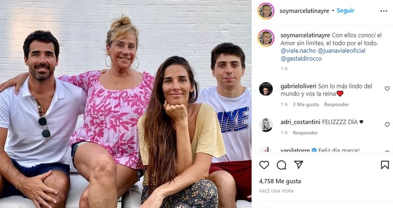 Marcela compartió una foto junto a sus tres hijos.