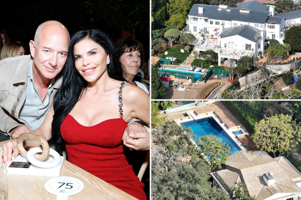 Jeff Bezos and Lauren Sanchez and Beverly Hills mansion.