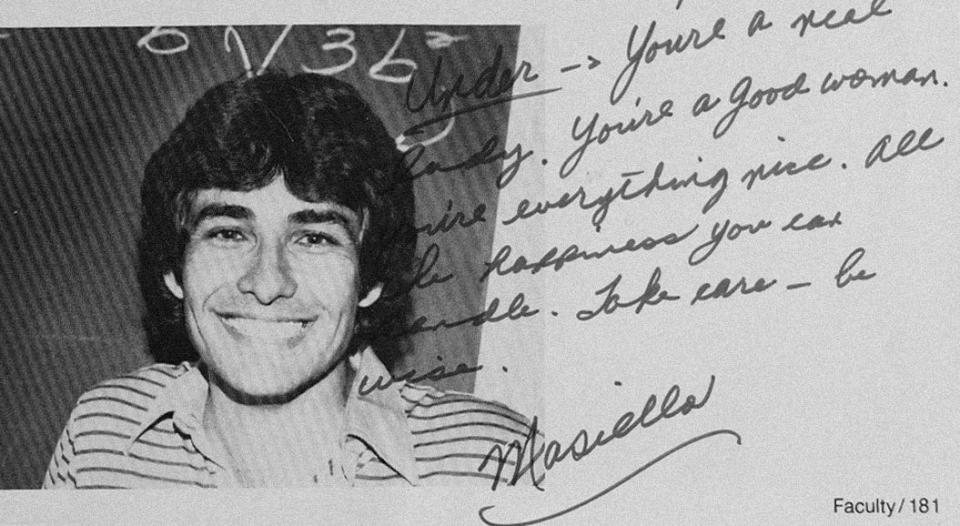 Masiello yearbook inscription to Matt's mom 1983
